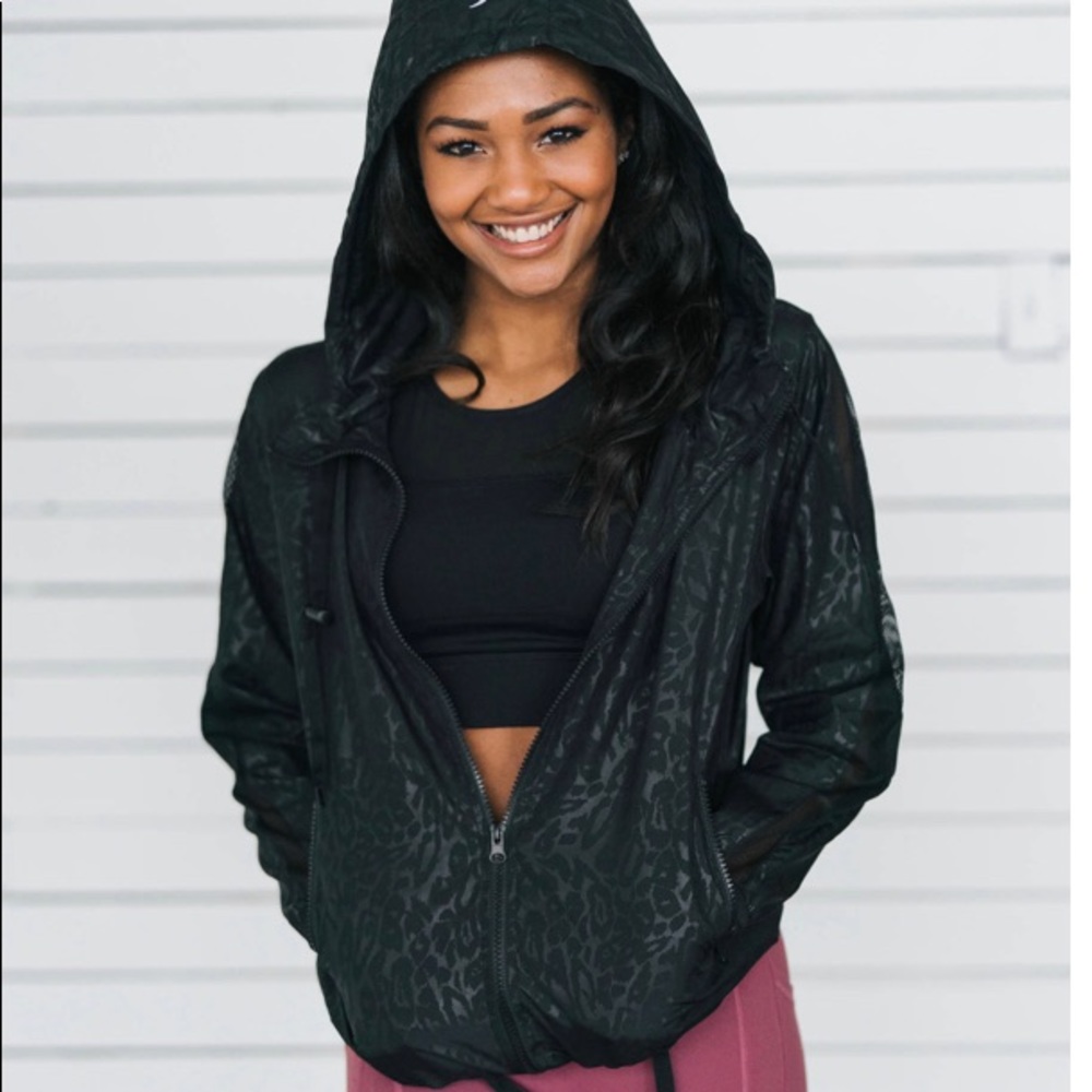 Zyia Black Leopard Bomber Jacket NWOT